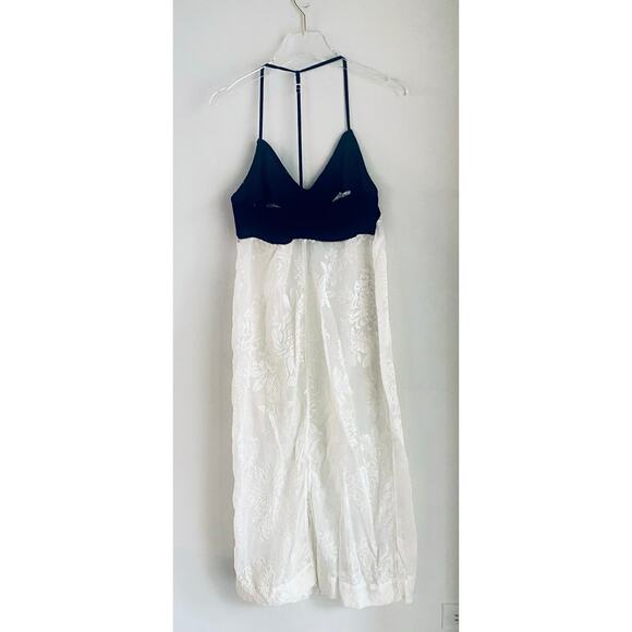 Free People Love All Day Slip Dress Size Small White Black Lace Velvet Burnout - Picture 5 of 9